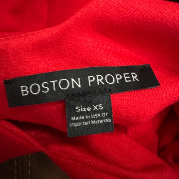 BOSTON PROPER Red Fit & Flare Sleeveless V-Neck Flowy Midi / Knee Length XS NWT - Picture 4 of 5
